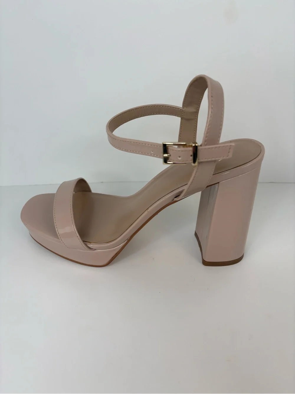 Nude Patent Platform Sandals